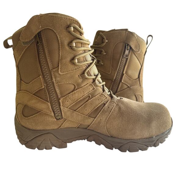 Merrell Work Boots Moab 2 8" Defense Zip Men 11.5M WP Suede Composite Toe Coyote - Picture 7 of 13